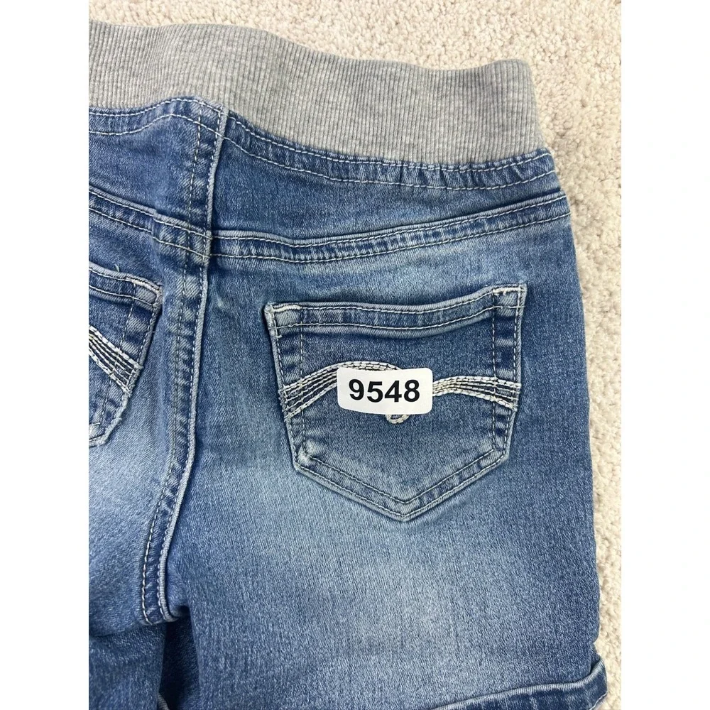 Justice Girls Denim Shorts Size 8S With Gray‎ Waistband & Drawstring